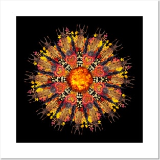 orange flame bugs mandala Posters and Art